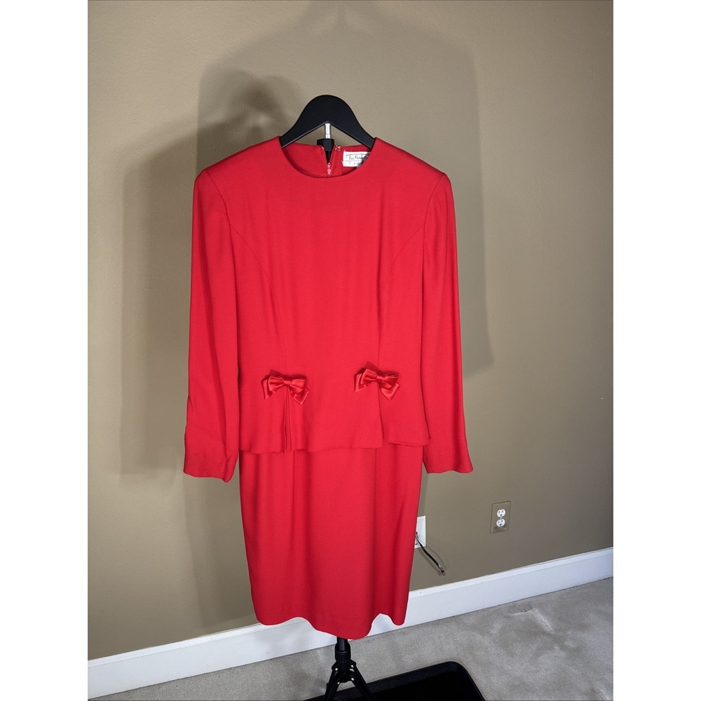 Vintage‎ Talbots Albert Nipon Dress Womens 6 Red Nylon Acetate Made in USA